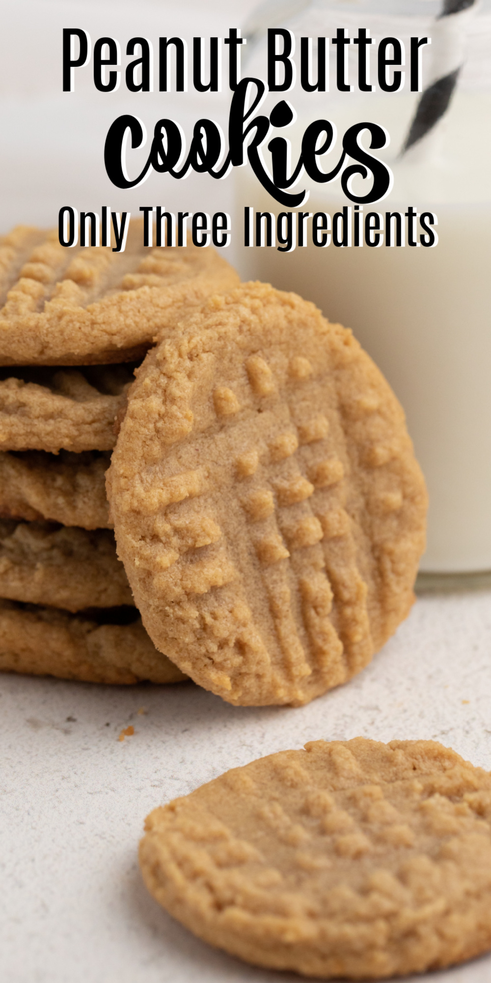 Three Ingredient Peanut Butter Cookies are some of my favorite easy cookies to make. You only need a few ingredients and less than 10 minutes before you are snacking on this delicious and easy treat. An easy family favorite and easy dessert recipe!