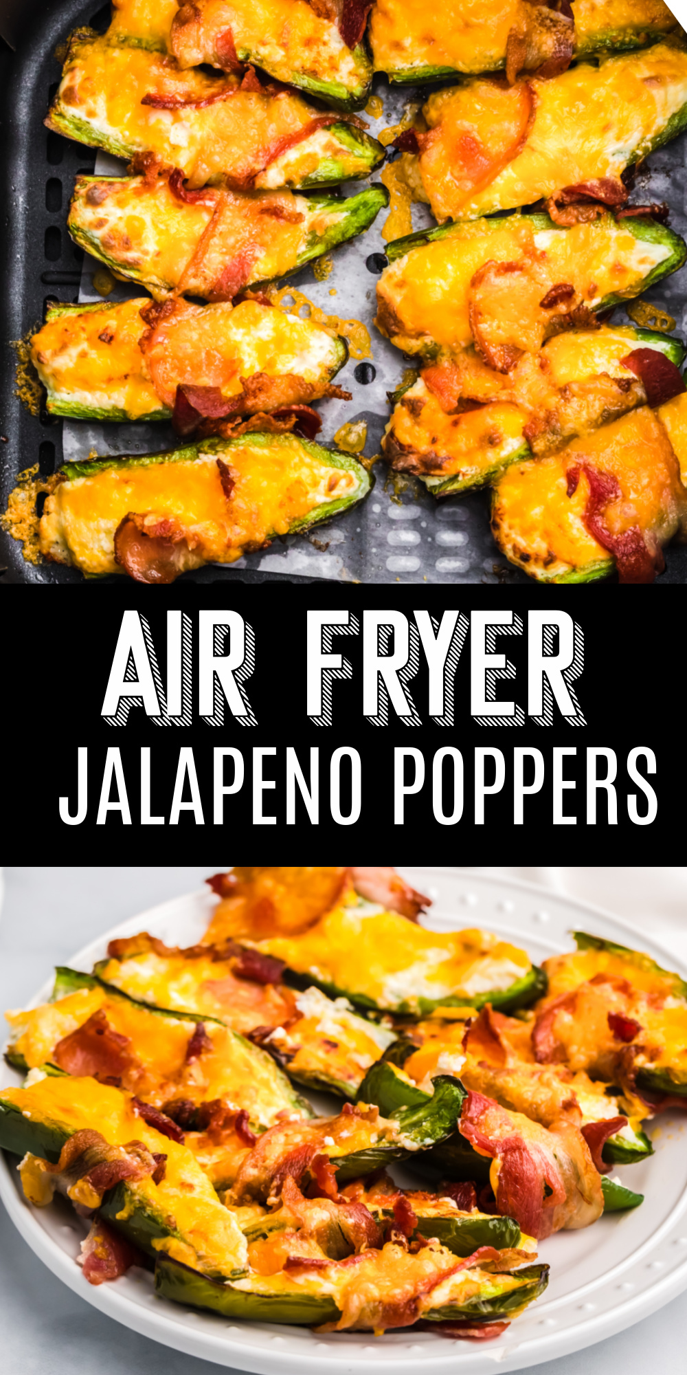 Air Fryer Bacon Wrapped Jalapenos are the perfect low carb finger food and appetizer for game day or family gatherings. Made with jalapeño peppers, cream cheese, cheddar cheese, and crispy bacon.