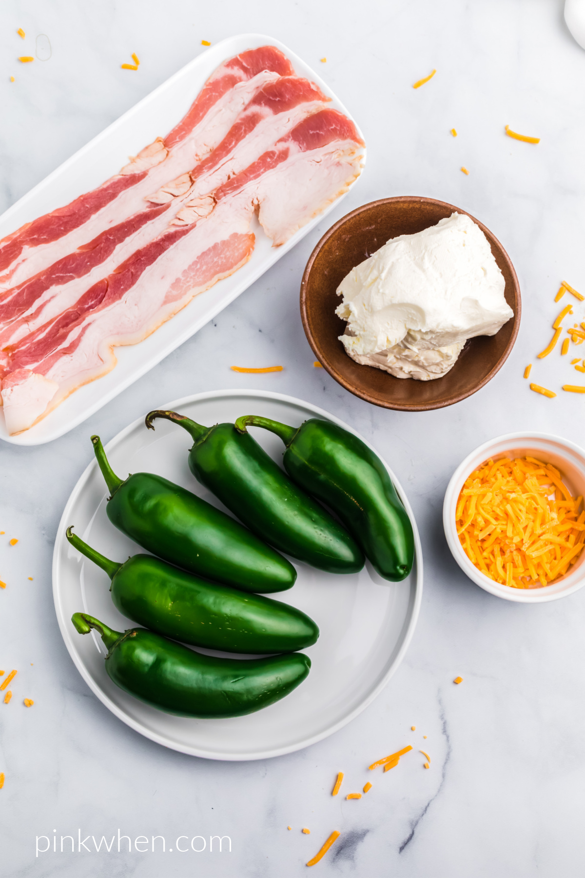 Ingredients needed to make jalapeno poppers in the air fryer. 