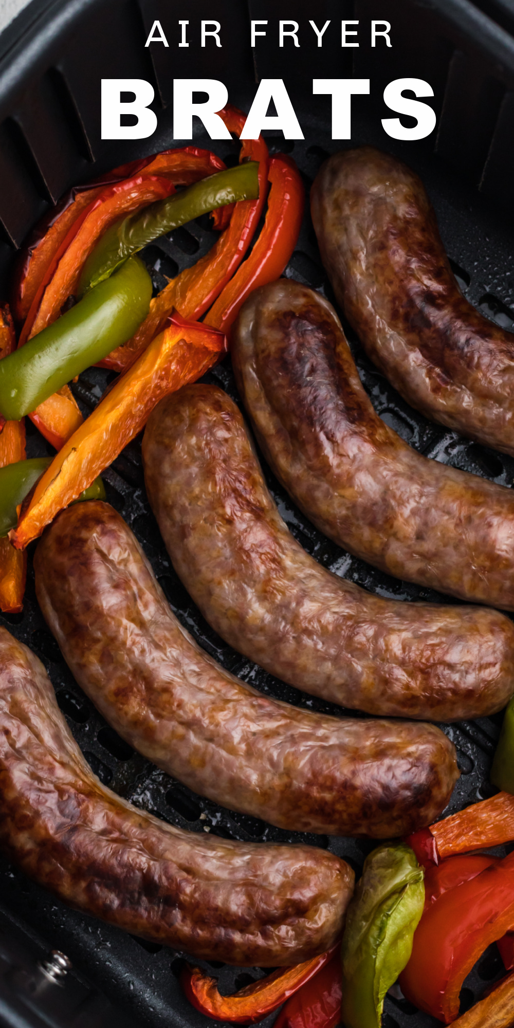 Air Fryer Brats and Peppers is one of my favorite easy recipes that’s made in just a few simple steps. You’ll love how quick and easy it is, and it only uses 2 ingredients.