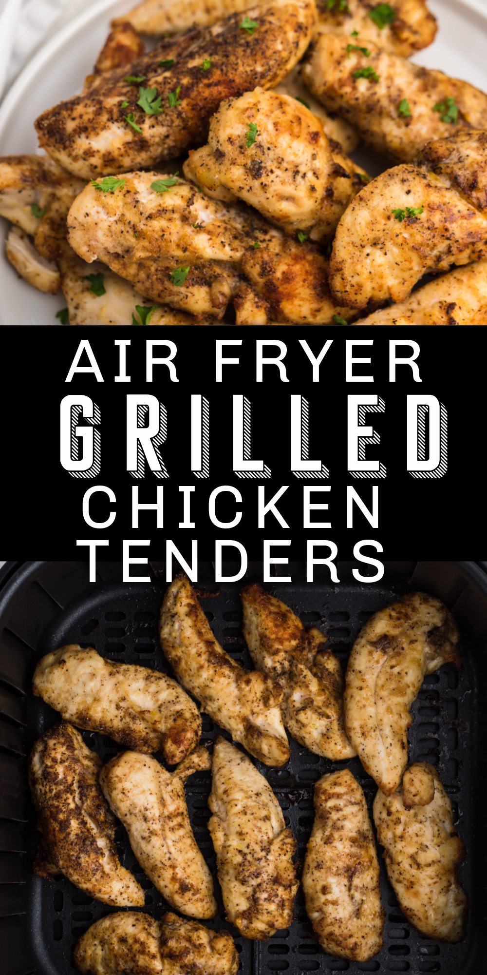 Air Fryer Grilled Chicken Tenders are a family favorite at my house! These low carb chicken fingers are homemade, delicious, easy, and only take 10 minutes. All using staple ingredients you probably already have on hand. It's an easy air fryer recipe this whole family will love.