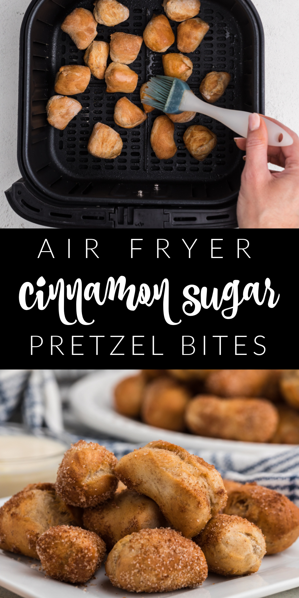 These Air Fryer Cinnamon Sugar Pretzel Bites are made with ease! It's the perfect weekend or after-school snack that everyone will love. An easy air fryer recipe you won't mind making again and again.