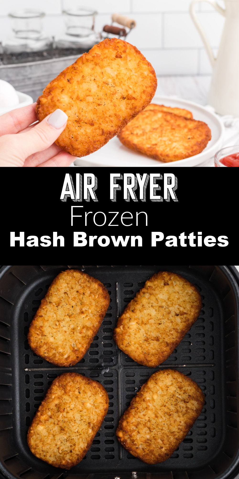 These Air Fryer Hash browns are easy and delicious. Our family loves to make these for breakfast. Check out how easy it is to make these frozen hash brown patties in the air fryer in less than 15 minutes! It's the perfect easy side.