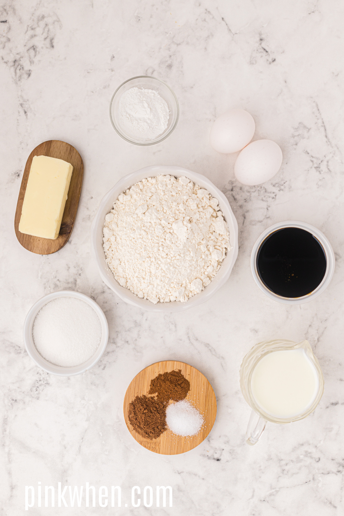 Ingredients needed to make gingerbread cupcakes. 