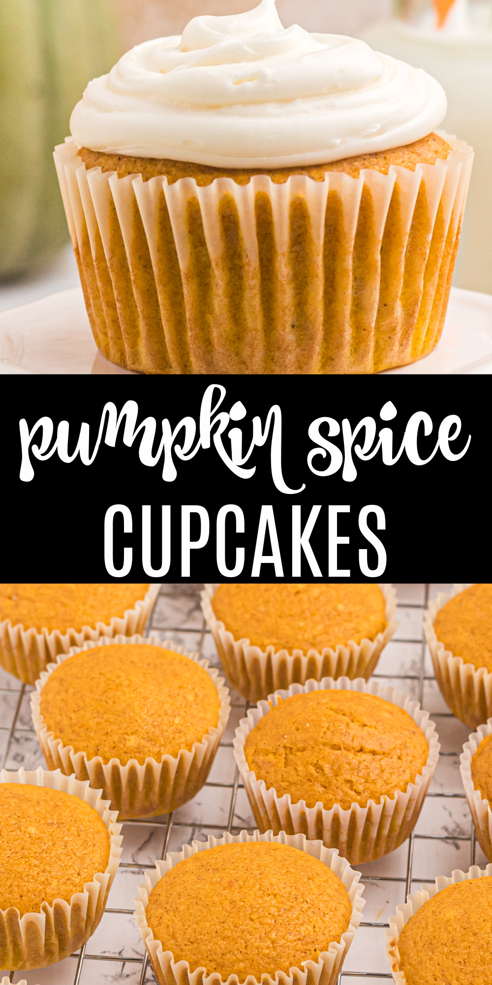 These pumpkin spice cupcakes are full of that wonderful pumpkin flavor. Any pumpkin lover will agree that this perfect pumpkin cupcake recipe is the perfect way to welcome in fall. Add this to your list of delicious pumpkin recipes today!