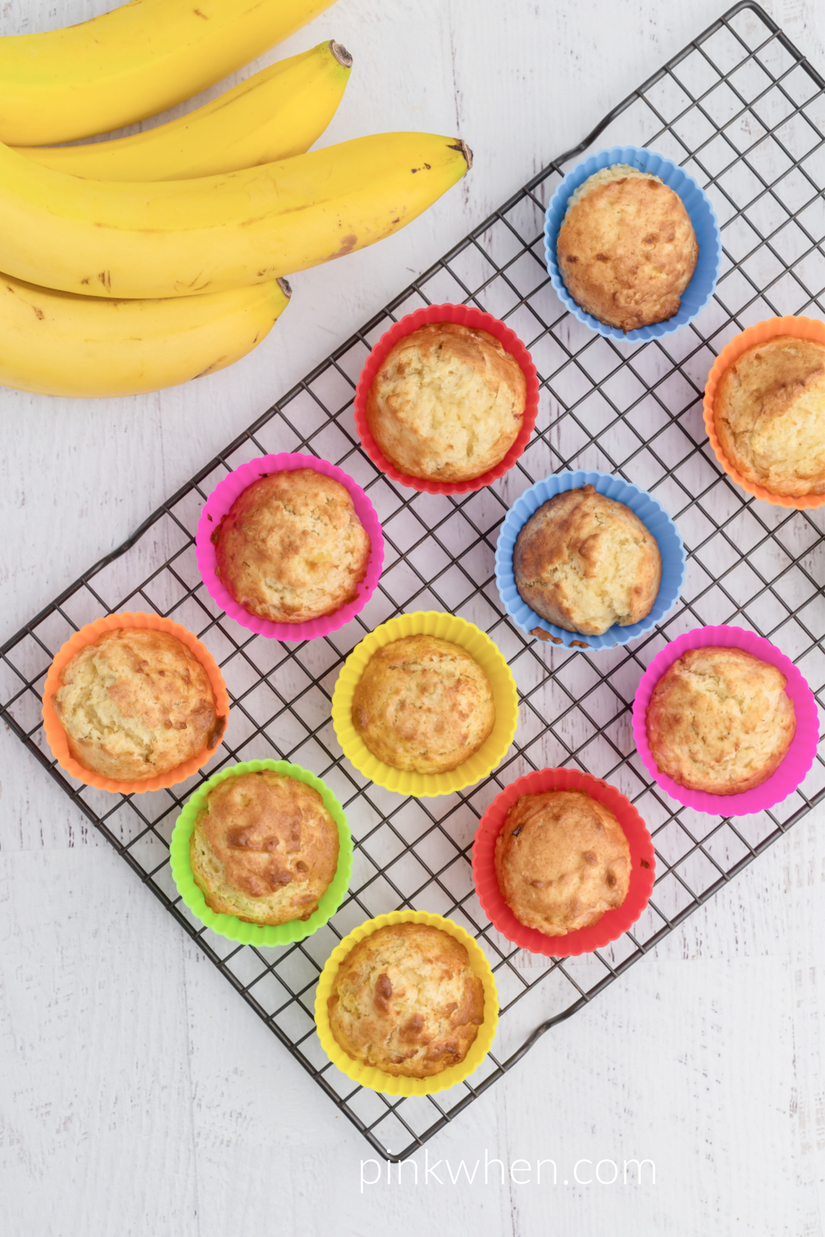 Banana Muffins on a cooling rack. 