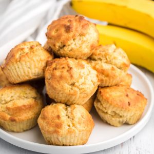 Banana Muffins on a plate and ready to serve.