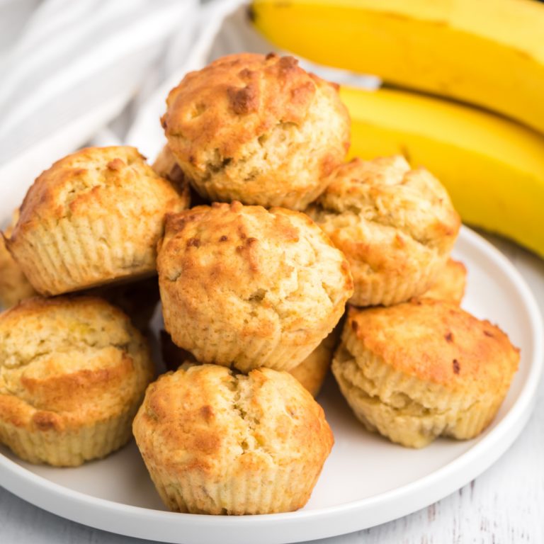 Banana Muffins on a plate and ready to serve.