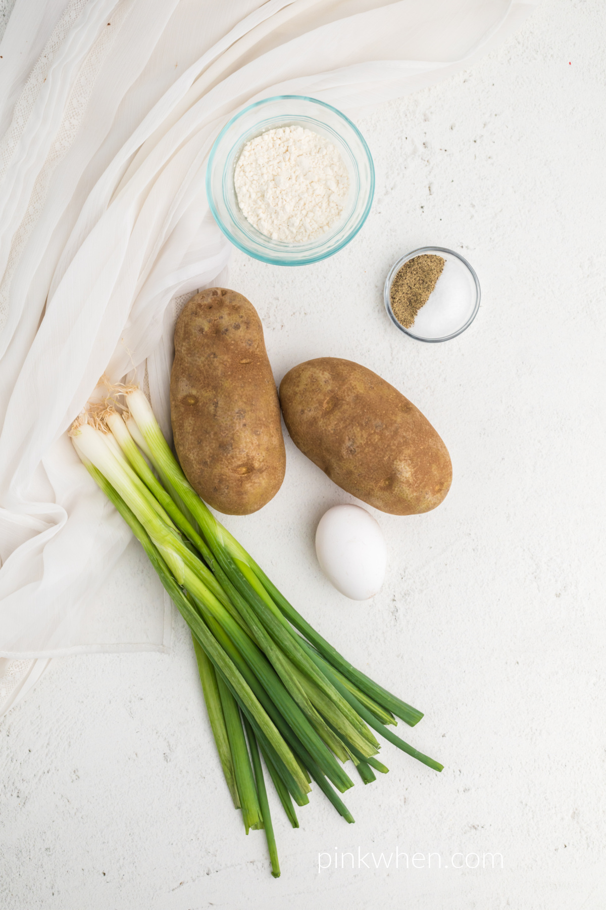 Ingredients needed for potato fritters in the air fryer. 