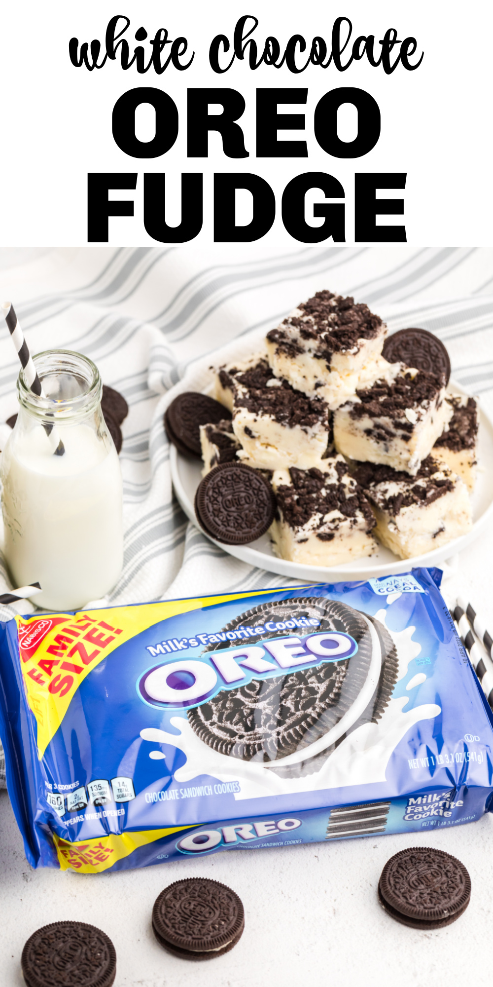 This decadent OREO cookie fudge is made with crushed OREO cookies, vanilla extract, white chocolate, and more. It's one of my family's favorite fudge recipes and one you'll want to make again and again.