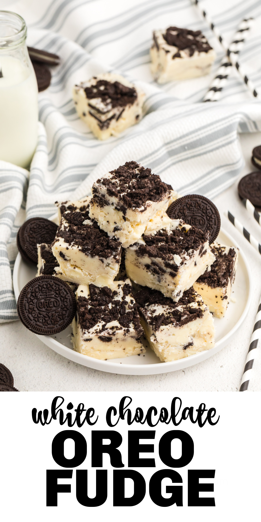 This decadent OREO cookie fudge is made with crushed OREO cookies, vanilla extract, white chocolate, and more. It's one of my family's favorite fudge recipes and one you'll want to make again and again.