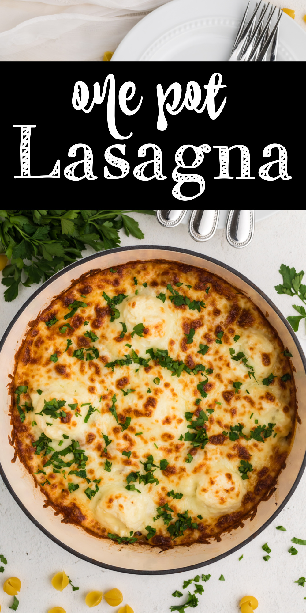 One Pot Lasagna is a super easy and delicious weeknight meal. Made with lean ground beef, pasta shells, shredded cheese, and more. It's a perfect meal to make for a crowd or one to use for leftovers, and it's one the whole family will enjoy.