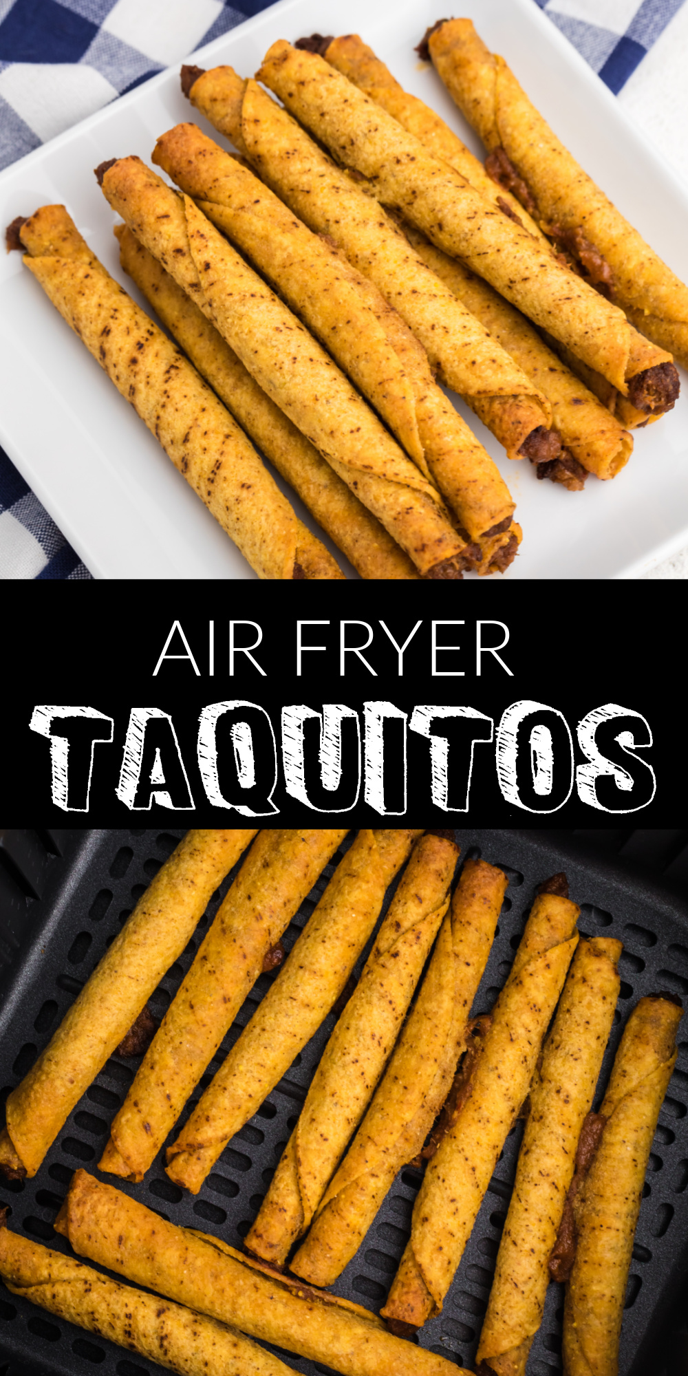 Frozen chicken or beef taquitos - straight from your freezer to your air fryer for delicious Mexican-inspired dinner! The air fryer crisps the tortillas to perfection while leaving the meat on the inside hot, juicy, and delicious. Top these tasty taquitos off with some sour cream, cheese, salsa, guacamole, or any other toppings of choice and you've got an excellent appetizer, snack, lunch, or dinner that is so simple to prepare.