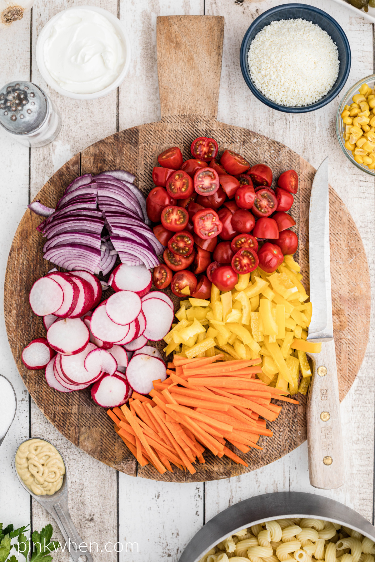 Chopped vegetables on a cutting board.
