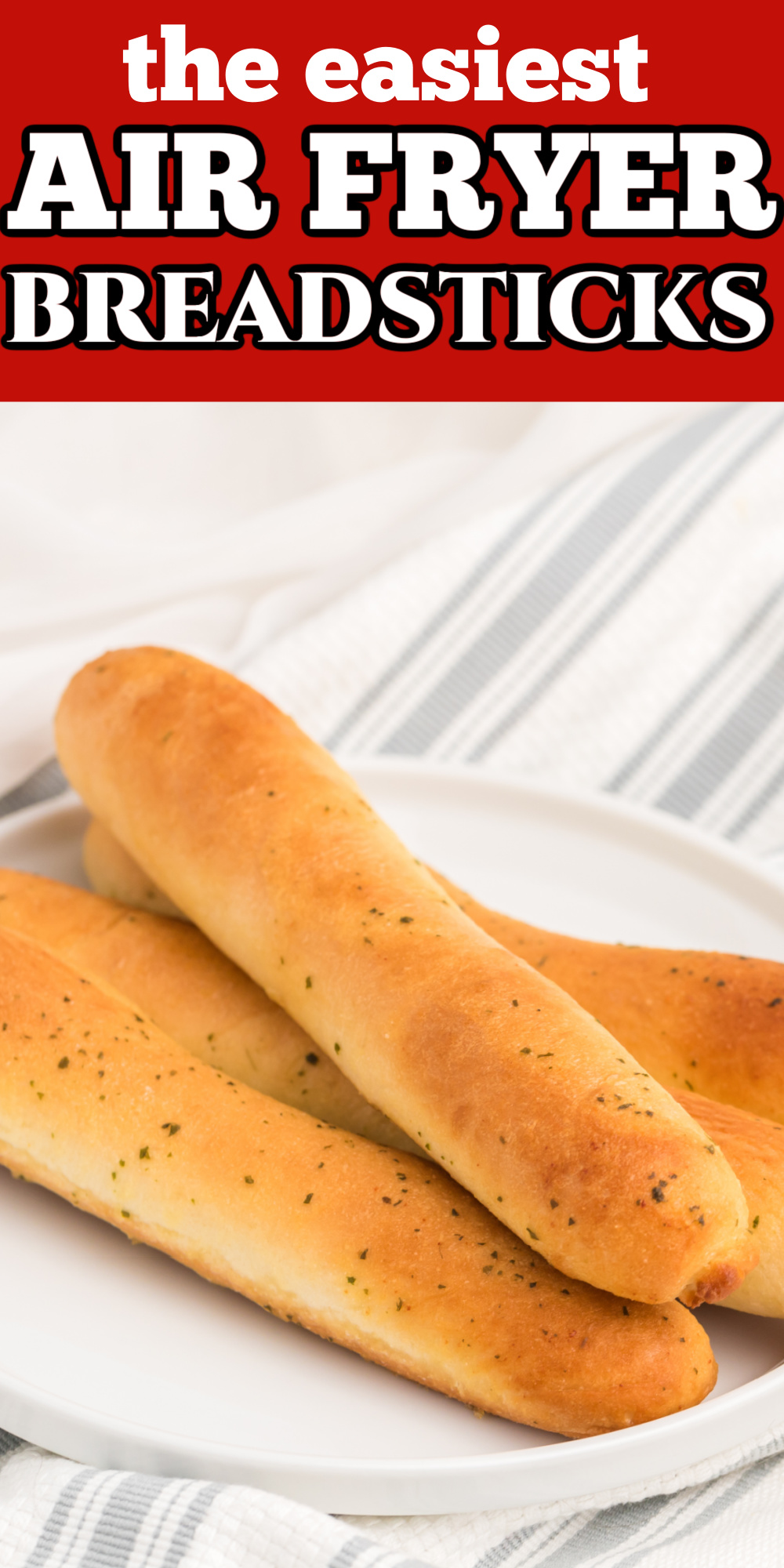 Frozen breadsticks are easy to make in the air fryer. This simple dish is made with one simple ingredient, your favorite brand of frozen breadsticks!