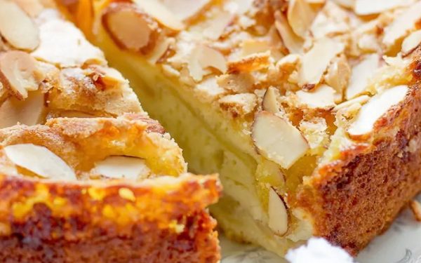Closeup of Apple Sponge Cake sliced