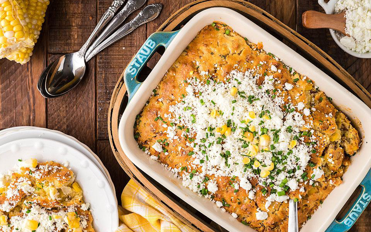 Air Fryer Bacon Loaded Cornbread Pudding Corn Casserole
