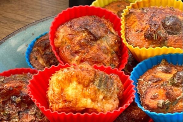 Air fryer leftover stuffing muffins in muffin liner. 