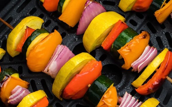 Vegetable skewers in the air fryer.