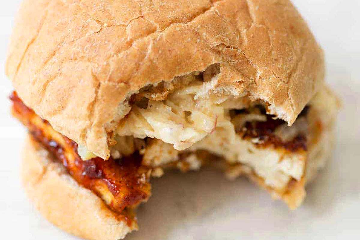 BBQ tofu sliders in wholemeal buns.