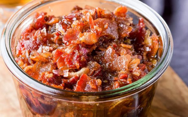 Jar full of bourbon jam.