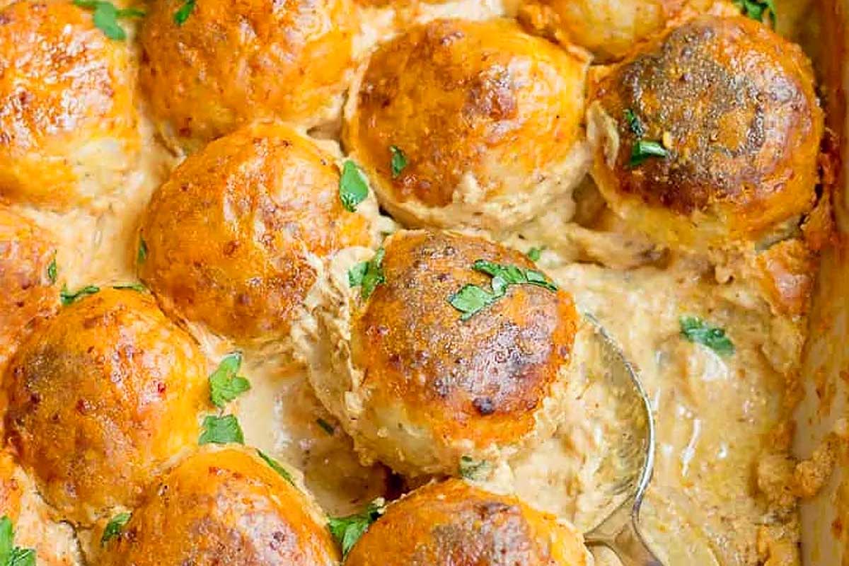 Baked Mustard Chicken Meatballs. 