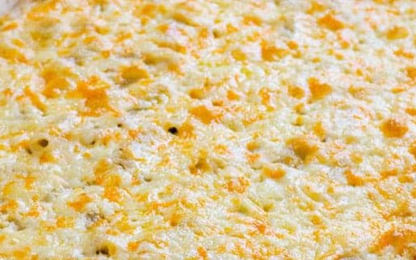 Cheesy topping on Mac and Cheese with Cauliflower