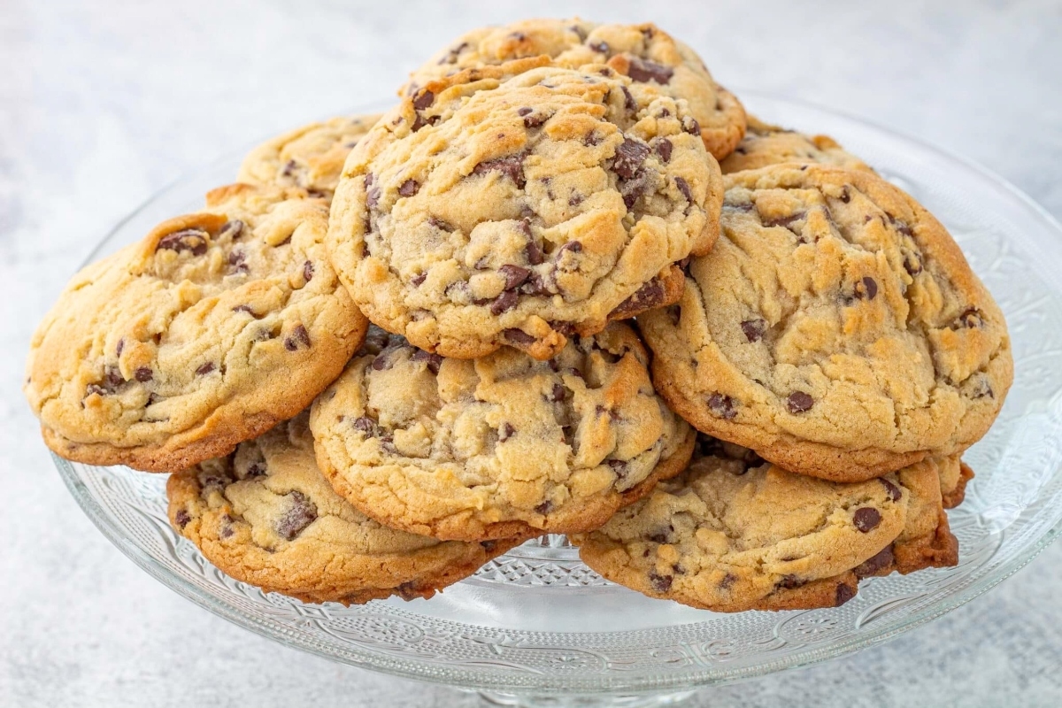 Big bakery style homemade chocolate chip cookies.