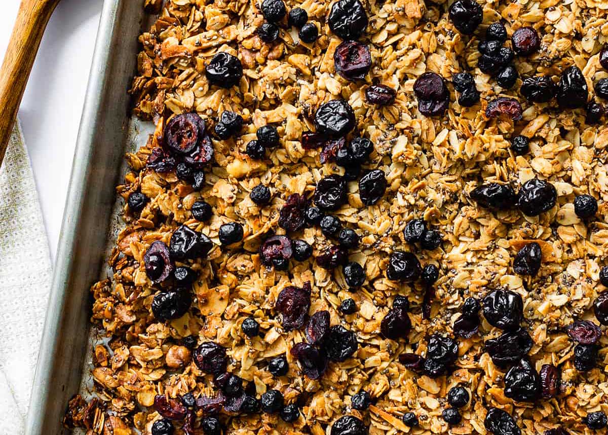 Homemade berry granola.