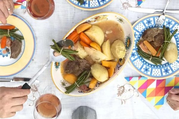 Bouilli Or Pot Au Feu Québécois on a table.
