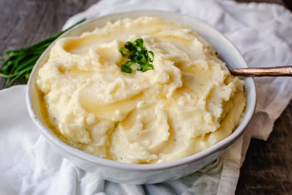 Boursin Cheese Creamy Mashed Potatoes in a bowl.