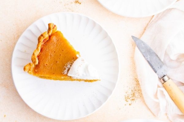 One slice of butternut squash pie.