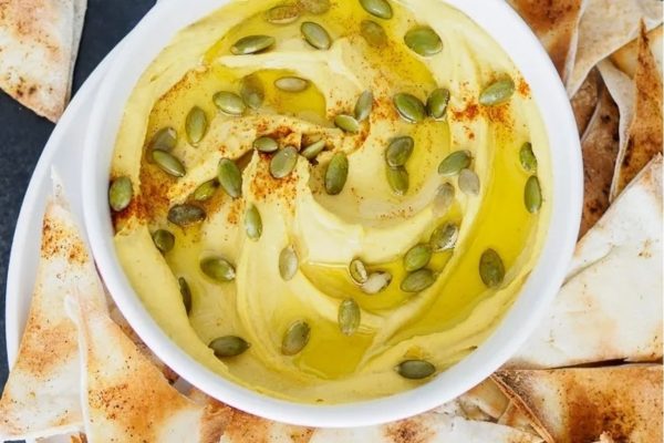 Squash and white bean dip in a bowl.