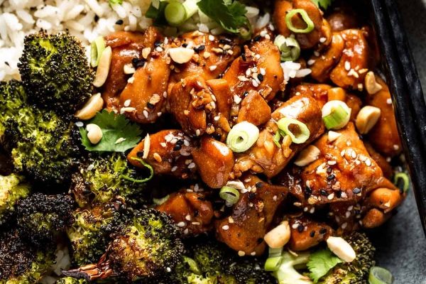 Chicken teriyaki stir fry with broccoli and rice. 