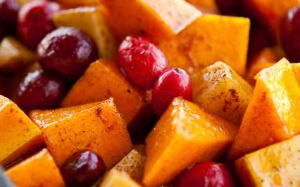 Cranberry and butternut baked in the oven.