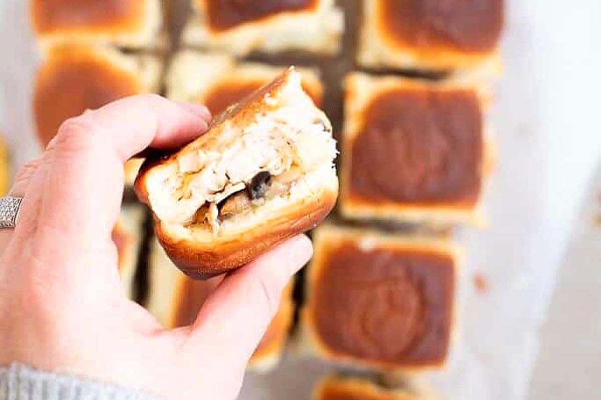 Turkey sliders on Hawaiian rolls.
