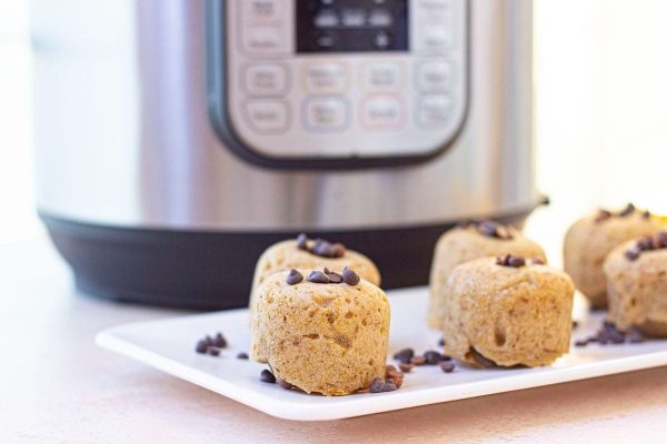 Instant Pot Banana Bread Bites served on a white plate.
