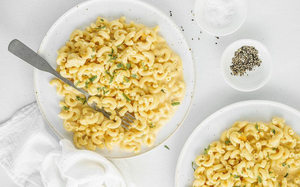 A serving of creamy macaroni and cheese