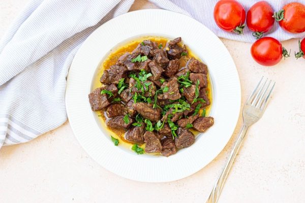Garlic butter steak bites.