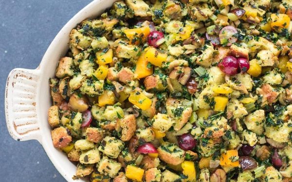 Vegetarian stuffing in a bowl.