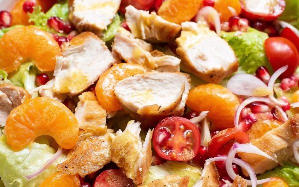 Mandarin orange salad with tomatoes.