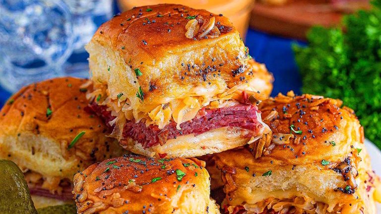 A delectable stack of sliders on a plate, showcasing mouthwatering slider recipes.
