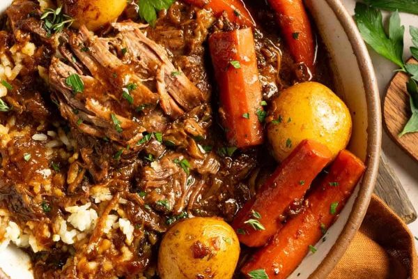 Southern Braised Pot Roast with vegetables.