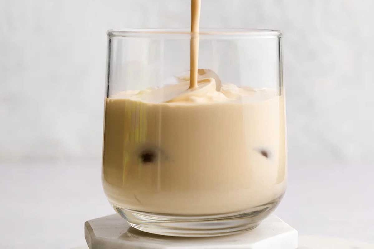 Coffee double shot served with ice.