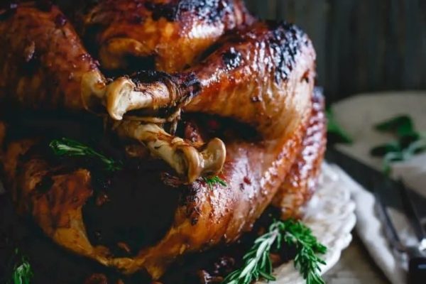 Tart Cherry Cranberry Glazed Turkey.