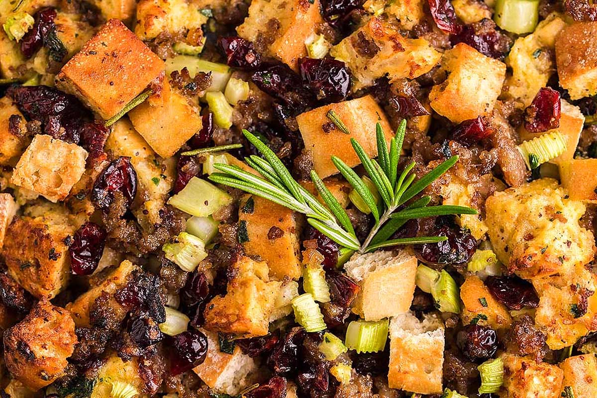 Whiskey, Sausage and Cranberry Stuffing.