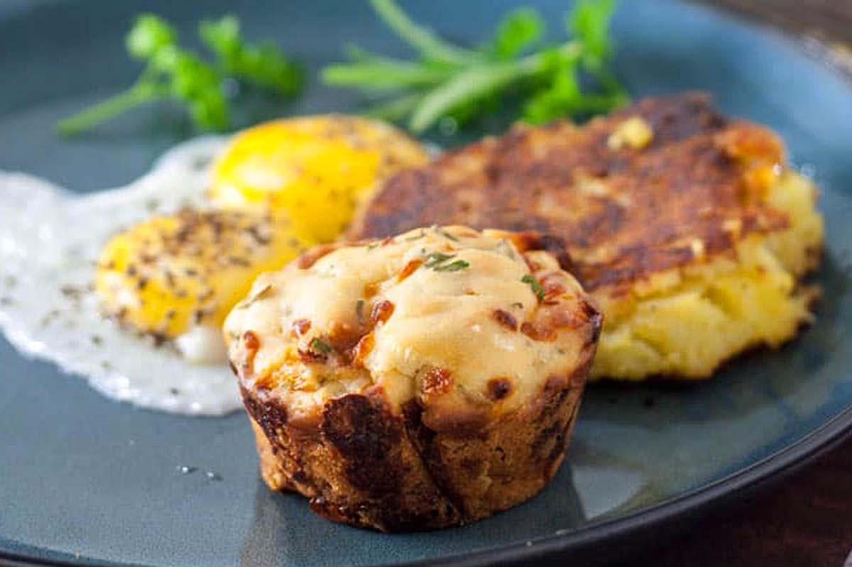 Cheese and chive muffins taken out of the baking tray.