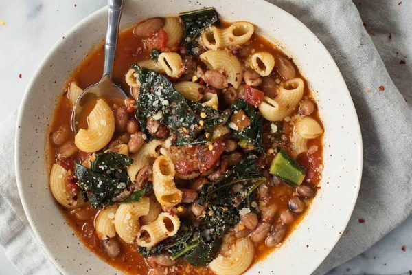 A bowl of bean fagioli soup.