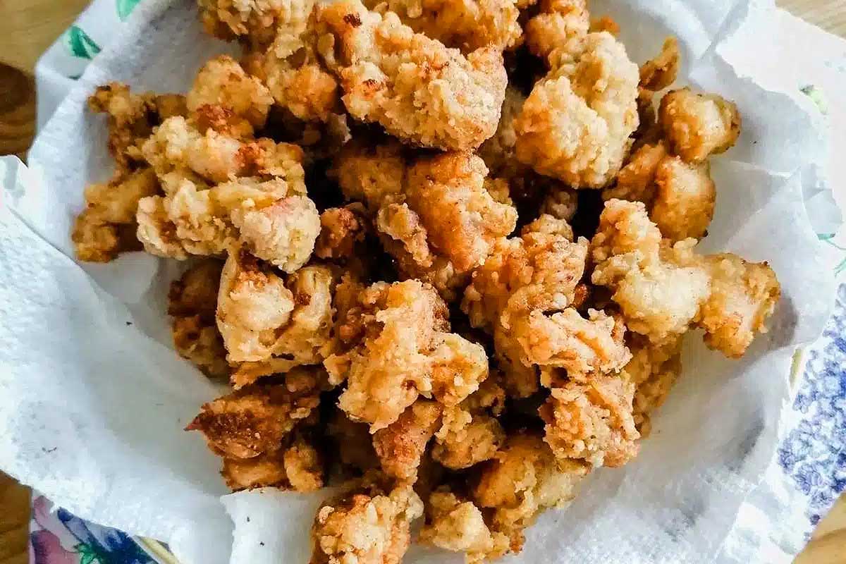 popcorn chicken in a bowl.