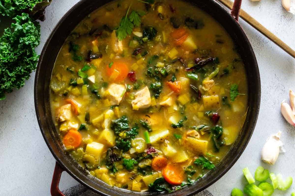 gluten free chicken soup in a pot